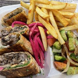 Beef Sandwich Meal with side of fries.