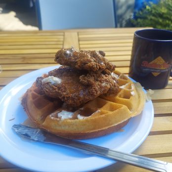 Batter Up - A picture of their chicken and waffles with butter and syrup it was very delicious - Breakfast & Brunch Near Me - Portland, Oregon Batter Up - A picture of their chicken and waffles with butter and syrup it was very delicious - Breakfast & Brunch Near Me - Portland, Oregon