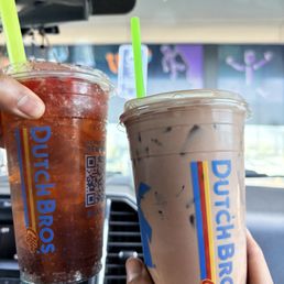 On the left is Shark Attack and on the right side is iced Cocomo Mocha On the left is Shark Attack and on the right side is iced Cocomo Mocha