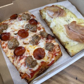 Sugo - Sausage and Pepperoni Special and Potato Slice - Pizza Near Me - Costa Mesa, California Sugo - Sausage and Pepperoni Special and Potato Slice - Pizza Near Me - Costa Mesa, California