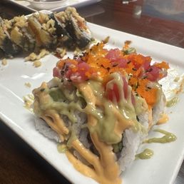 Two rolls and gyoza Two rolls and gyoza