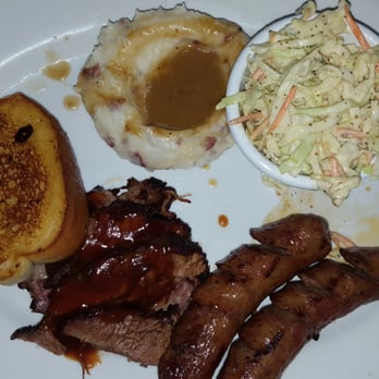 Smokey Bones Pittsburgh - 2 meat combo. Spicy sausage and brisket. - Barbeque Near Me - Pittsburgh, Pennsylvania