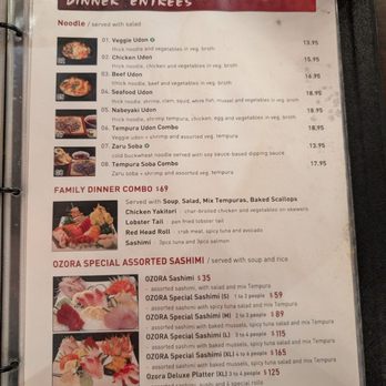 Ozora Sushi Restaurant - Part of the menu - Sushi Bars Near Me - Concord, California