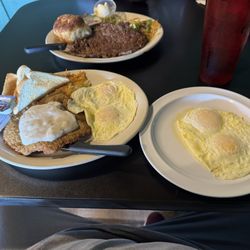 Country fried steak and eggs