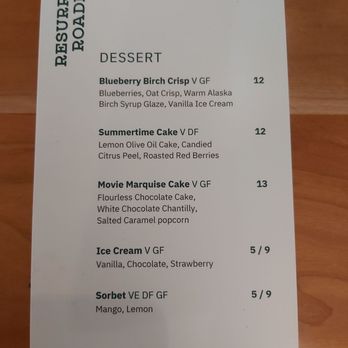 Resurrection Roadhouse - Dessert menu - American Near Me - Seward, Alaska