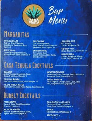 Menu photo 1 Casa Tequila Tex Mex & Bar Lake Jackson, TX