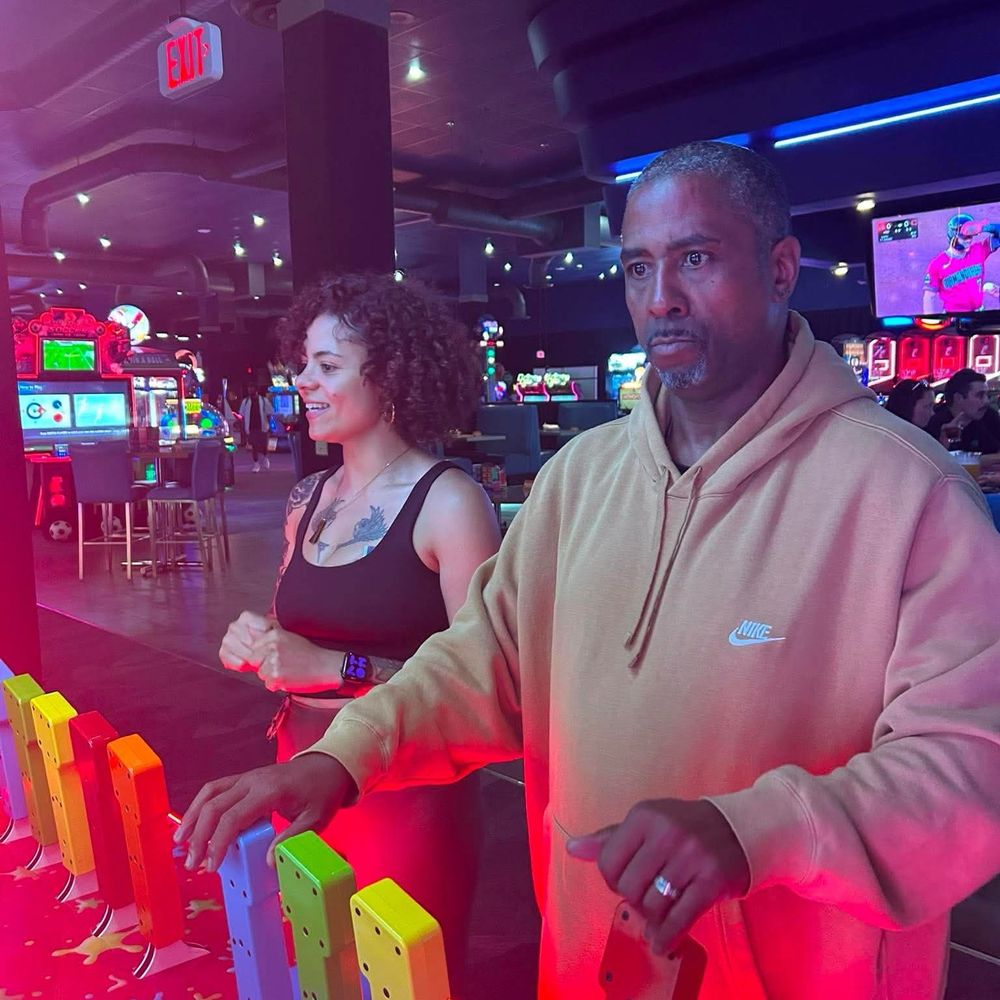 Dave & Buster's Springdale - Cincinnati - Slushie machine. It actually was really fun. The object was to not make a mess. Dad was focused, but still lost! - Arcades Near Me - Springdale, Ohio