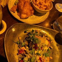 Oyster Tavern - Fish and chips + vegetable tart.