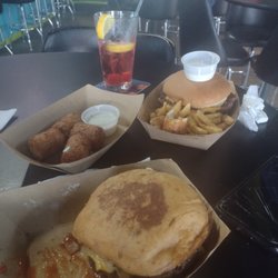 Sharkies Bar & Grill - Monterey burger, cheeseburger, tator kegs