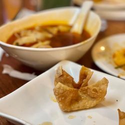 Chengdu - Crab Rangoon and delicious dumplings in broth and hot chili oil.