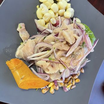 El Aji Peruano - Fish Ceviche was spicy but yummy. Order less spicy if you don't like spice. - Peruvian Near Me - Banning, California