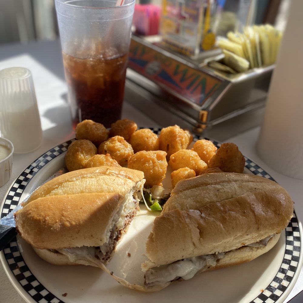 Grilled Philly Steak & Cheese with fried Breaded Mushrooms Grilled Philly Steak & Cheese with fried Breaded Mushrooms