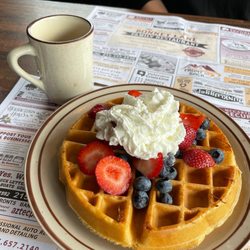 Bonnet Lane Family Restaurant - Waffle with berries & whipped cream