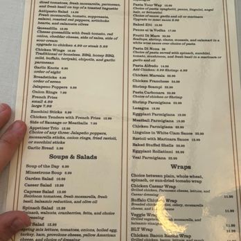Amalfi Trattoria - Back of menu - Italian Near Me - Montgomery, New York