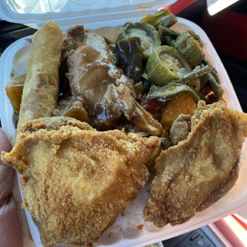 M & N - Fried Chicken ,Pinakbet and Chicken Adobo Plate with Shanghai Lumpia - Filipino Near Me - Honolulu, Hawaii M & N - Fried Chicken ,Pinakbet and Chicken Adobo Plate with Shanghai Lumpia - Filipino Near Me - Honolulu, Hawaii