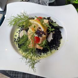 Les Jardins du Capitole - Salmon on black rice with coconut curry. It was actually just all right. *Lots* of rice.