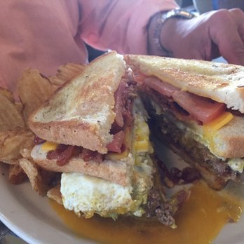 Metro Diner - JC Vortex  Burger - Burger and egg between 2 bacon grilled cheese. - Diners Near Me - Pooler, Georgia