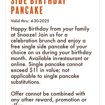 Snooze, an A.M. Eatery - Birthday reward - Breakfast & Brunch Near Me - San Diego, California Snooze, an A.M. Eatery - Birthday reward - Breakfast & Brunch Near Me - San Diego, California