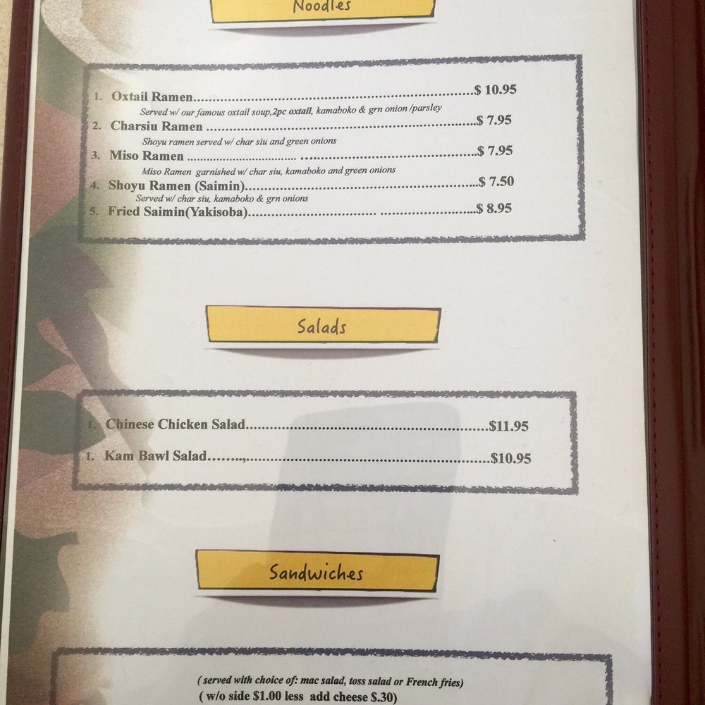 Kam Bowl - menu - Diners Near Me - Honolulu, Hawaii Kam Bowl - menu - Diners Near Me - Honolulu, Hawaii