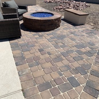 Red Mountain Landscaping - a brick patio with a fire pit - Landscaping Near Me - Queen Creek, Arizona Red Mountain Landscaping - a brick patio with a fire pit - Landscaping Near Me - Queen Creek, Arizona