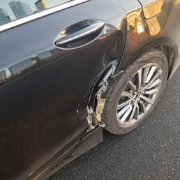 Before I couldn't even open the door and my gas tank door was protruded. Before I couldn't even open the door and my gas tank door was protruded.