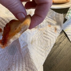 Little Caesars Pizza - My pepperoni pizza crust. Very thin. The other side of the pizza wasn't this thin but still was pretty thin.