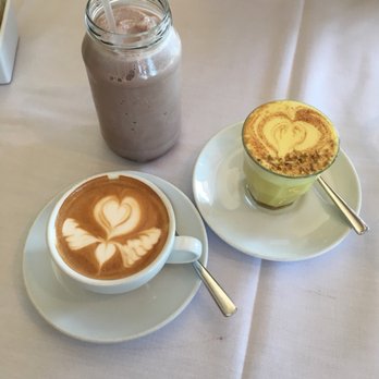 Trio - Iced hot chocolate, flat white, turmeric latte - all delicious! - Breakfast & Brunch Near Me - Bondi Beach, NSW Trio - Iced hot chocolate, flat white, turmeric latte - all delicious! - Breakfast & Brunch Near Me - Bondi Beach, NSW