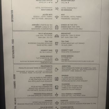 Hôtel Fabric - Elevator menu - Hotels Near Me - Paris, 75 Hôtel Fabric - Elevator menu - Hotels Near Me - Paris, 75