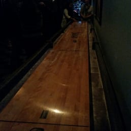 a bowling alley at night