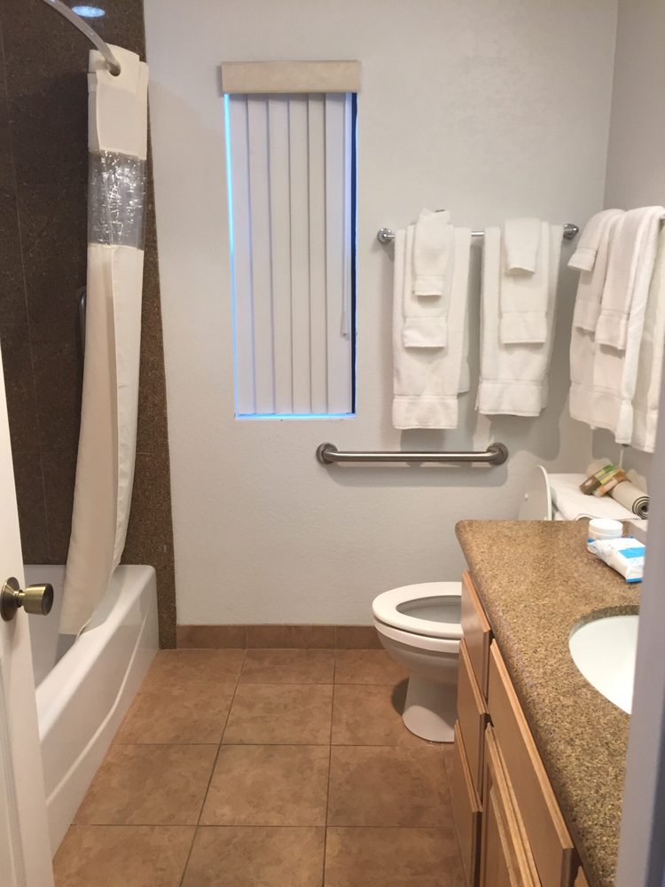 Large clean bathroom with plenty of towels for everyone Yelp