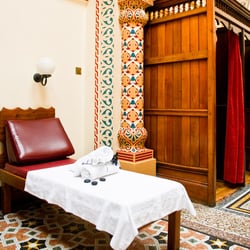 Turkish Baths & Health Spa Harrogate - GORGEOUS decorative motif and headboards in the Relaxation Lounge - Image from Website