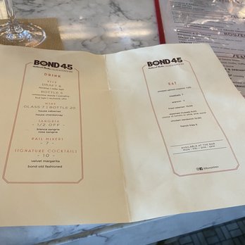 Bond 45 - Happy hour menu (3-6pm) - Italian Near Me - Oxon Hill, Maryland Bond 45 - Happy hour menu (3-6pm) - Italian Near Me - Oxon Hill, Maryland