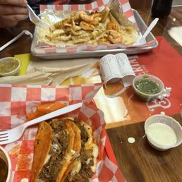 Tacos and shrimp fries