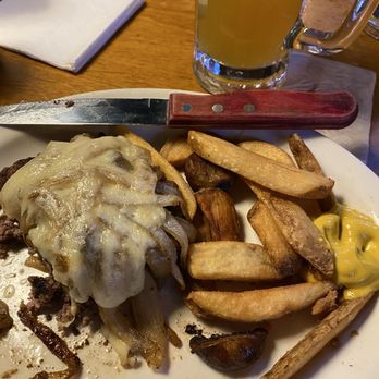 Texas Roadhouse - Road Kill steak burger with fries, onions, mushrooms and cheese - Steakhouses Near Me - Menifee, California Texas Roadhouse - Road Kill steak burger with fries, onions, mushrooms and cheese - Steakhouses Near Me - Menifee, California