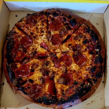 Hungry Howie's Pizza & Subs - Med. Peperoni & sausage well done pizza = BURNT (disappointing) - Pizza Near Me - Lehigh Acres, Florida Hungry Howie's Pizza & Subs - Med. Peperoni & sausage well done pizza = BURNT (disappointing) - Pizza Near Me - Lehigh Acres, Florida