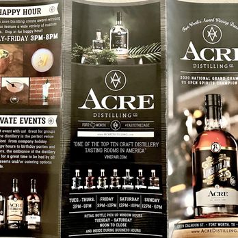Acre Distilling Co. - Happy hr/ private events - Cocktail Bars Near Me - Fort Worth, Texas Acre Distilling Co. - Happy hr/ private events - Cocktail Bars Near Me - Fort Worth, Texas