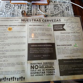 Chachingo - Their beer menu - Beer Bar Near Me - Mendoza, M