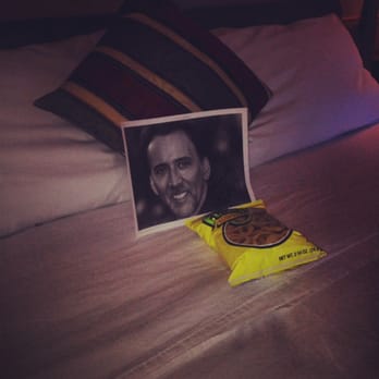 Saddleback Inn - Nicolas Cage and a bag of Funyuns waiting on the bed haha - Hotels Near Me - Lake Arrowhead, California Saddleback Inn - Nicolas Cage and a bag of Funyuns waiting on the bed haha - Hotels Near Me - Lake Arrowhead, California