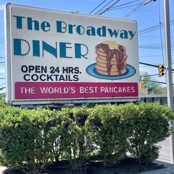 Broadway Diner - Sign outside seen from River Road - Diners Near Me - Summit, New Jersey