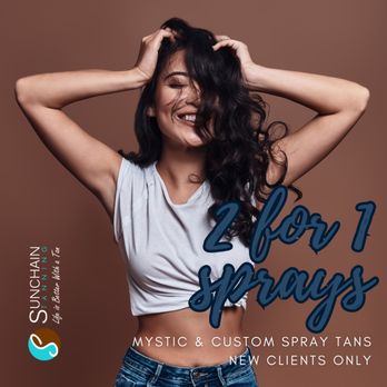 Sunchain Tanning - 2 for 1 Spray Tans. New Clients only. Just walk In. - Spray Tanning Near Me - Phoenix, Arizona Sunchain Tanning - 2 for 1 Spray Tans. New Clients only. Just walk In. - Spray Tanning Near Me - Phoenix, Arizona