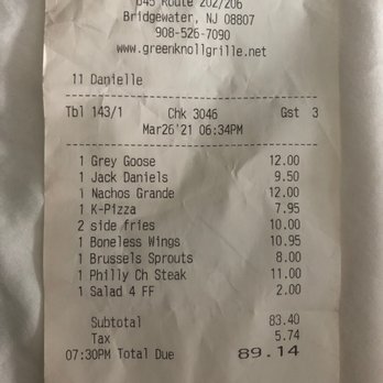 Green Knoll Grill - The audacity. Watered down drinks and bland food... sweet. - American Near Me - Bridgewater, New Jersey Green Knoll Grill - The audacity. Watered down drinks and bland food... sweet. - American Near Me - Bridgewater, New Jersey