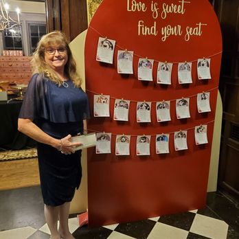 Pine Knob Mansion - Me, SpecialK posing in front of the seating board plus Husky Photos per table of Different Dogs to Adopt.  10/4/2024 - Venues & Event Spaces Near Me - Clarkston, Michigan