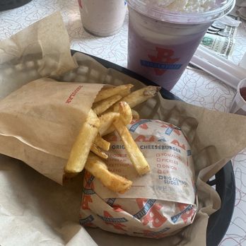 Burgerville - Original hamburger meal with a Marionberry shake! - Burgers Near Me - Portland, Oregon