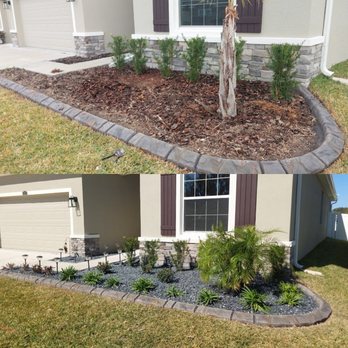 Whitmers Property Maintenance - Front yard before and after flower beds - Lawn Services Near Me - Thonotosassa, Florida Whitmers Property Maintenance - Front yard before and after flower beds - Lawn Services Near Me - Thonotosassa, Florida