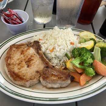 Pirates Den Restaurant - Pork chop and my missing apple sauce . Eventually apple sauce arrived. - Seafood Near Me - Brigantine, New Jersey