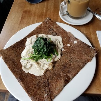 Le Billig - Crepes with mushroom,  spinach,  mozzarella,  and a light lemon creme - Creperies Near Me - Quebec City, Quebec