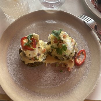 Strawberry Moon - Falafel Benedict - Mediterranean Near Me - Miami Beach, Florida Strawberry Moon - Falafel Benedict - Mediterranean Near Me - Miami Beach, Florida