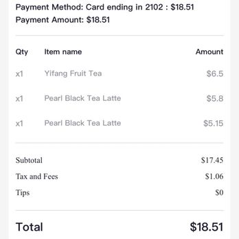 Yi Fang - 2/13/2024. order Receipt - Bubble Tea Near Me - Rockville, Maryland Yi Fang - 2/13/2024. order Receipt - Bubble Tea Near Me - Rockville, Maryland