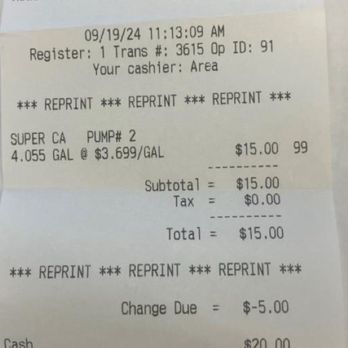 Budget - Gas receipts. - Car Rental Near Me - Houston, Texas