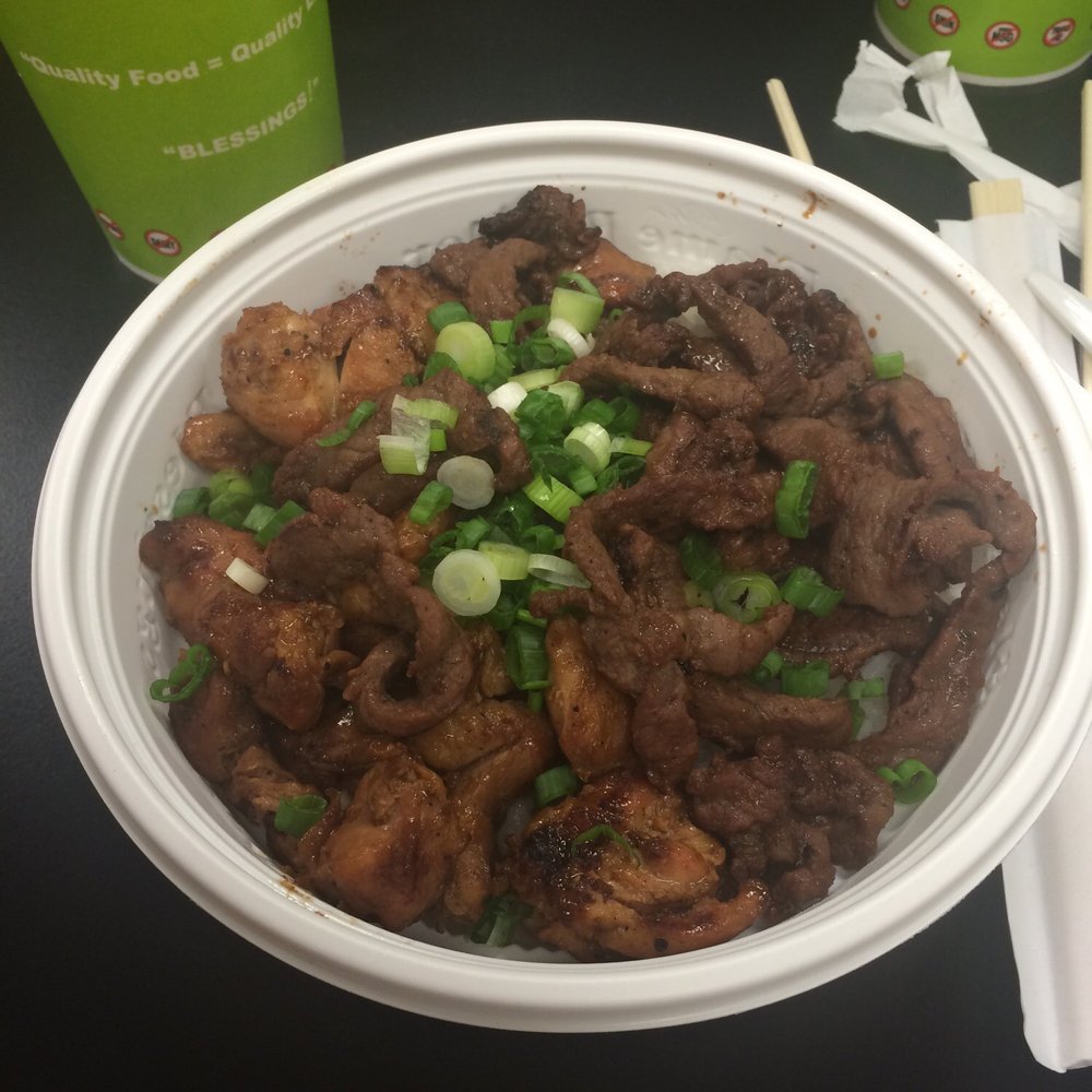 Flame Broiler - The half and half bowl. I'm satisfied with my order. - Asian Fusion Near Me - San Dimas, California